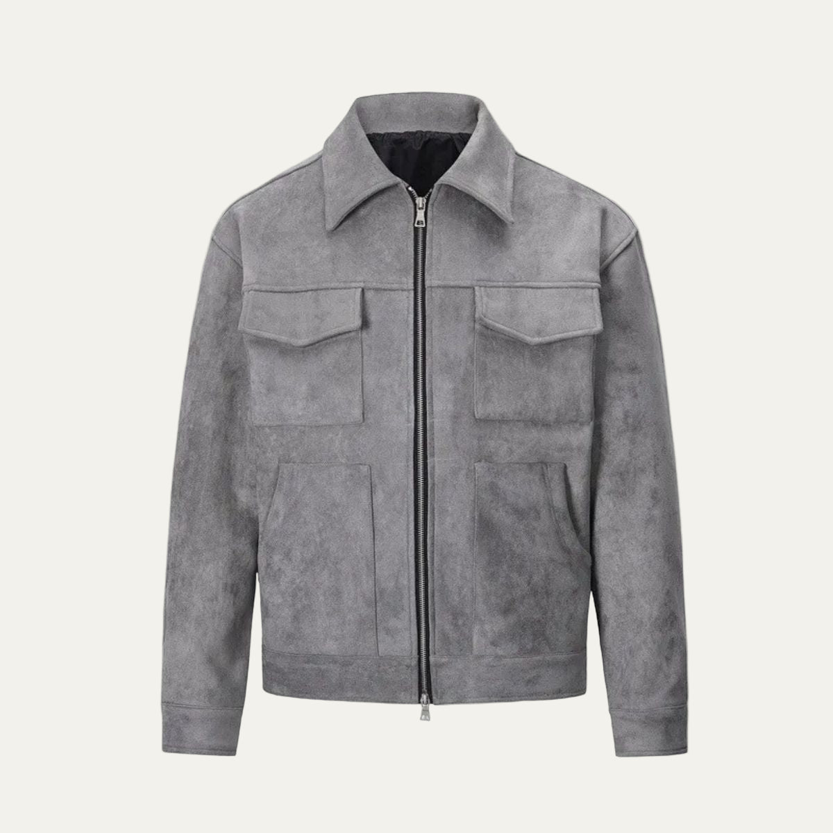 VogeLuxe | Men’s Suede Utility Trucker Jacket 8