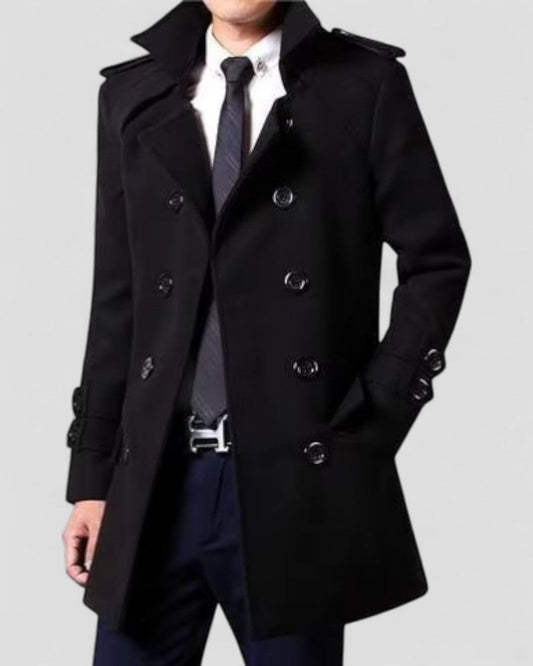 VogeLuxe | Men’s Tailored Double-Breasted Trench Coat 0