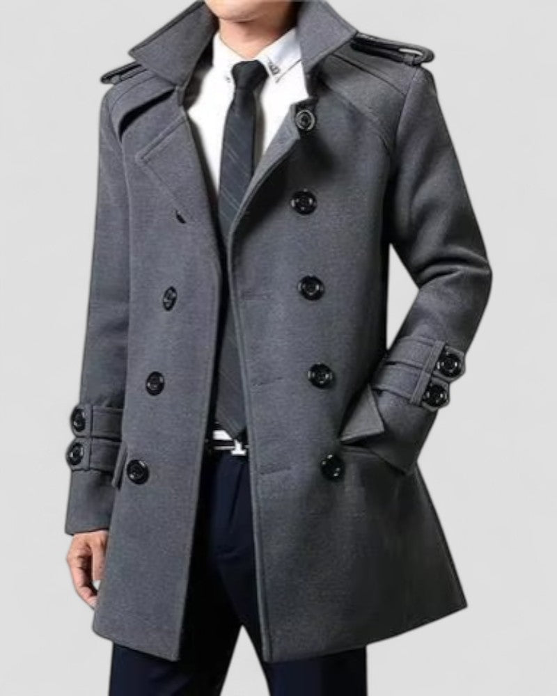 VogeLuxe | Men’s Tailored Double-Breasted Trench Coat 1