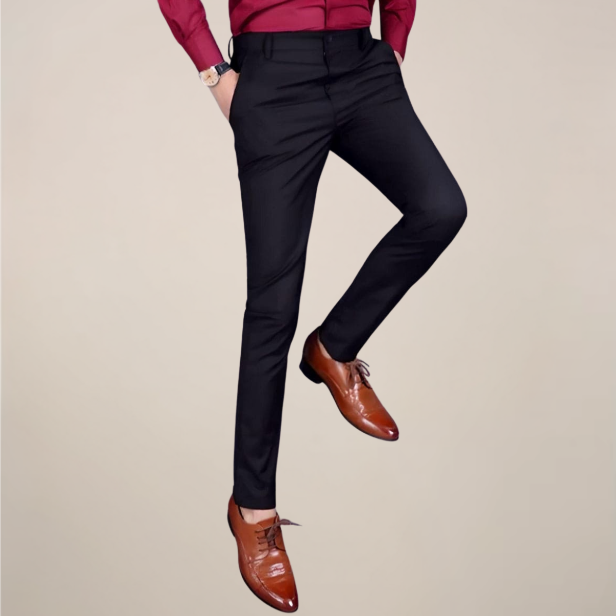 VogeLuxe | Men’s Tailored Flat-Front Business Trousers 6