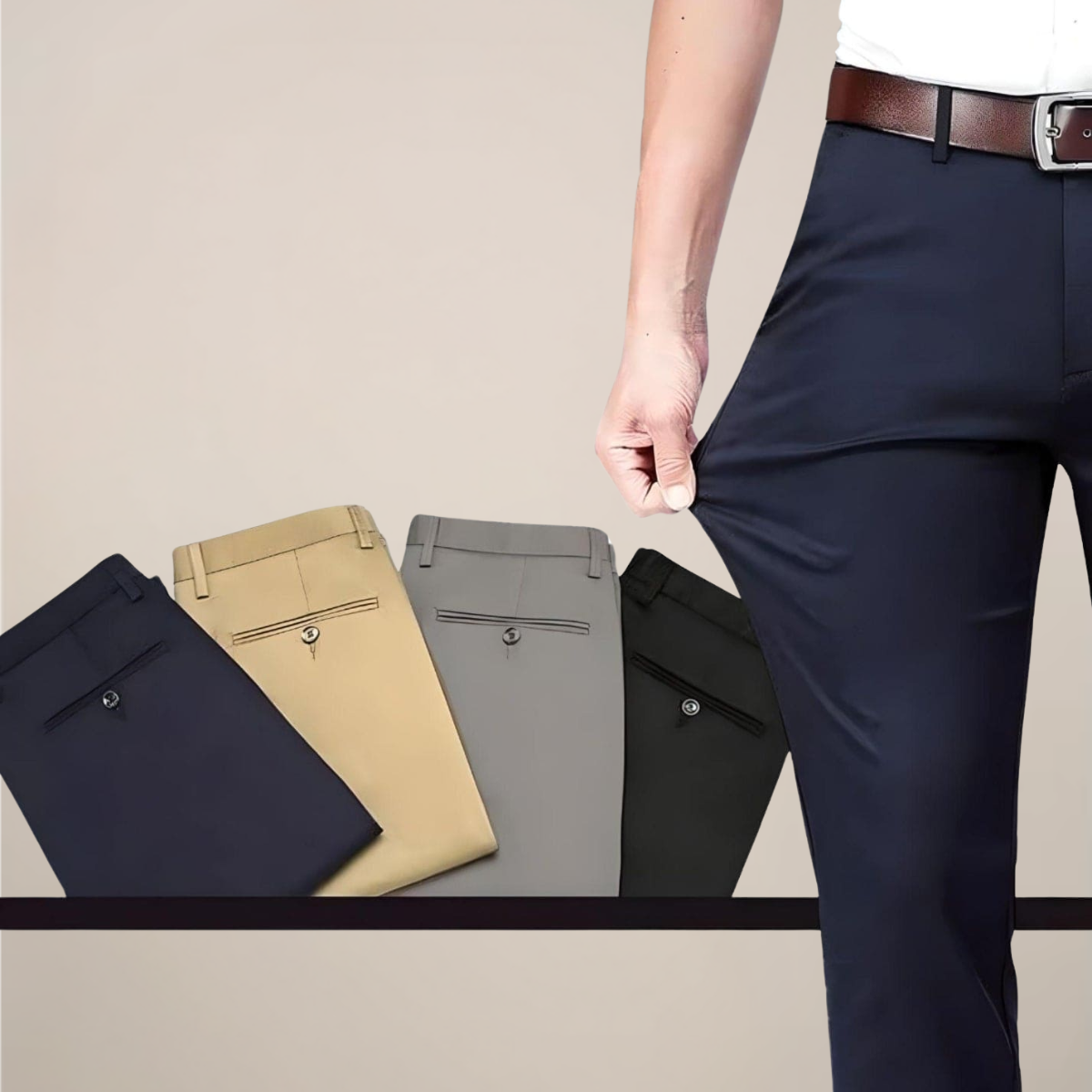 VogeLuxe | Men’s Tailored Flat-Front Business Trousers 8