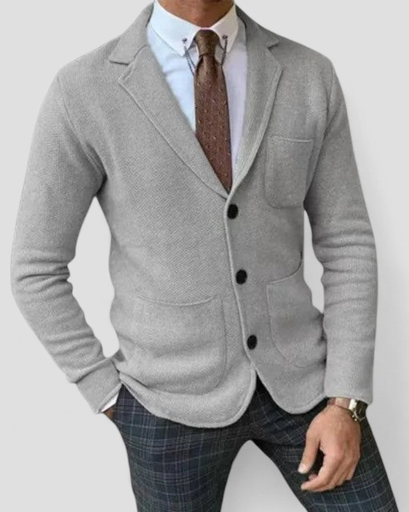 VogeLuxe | Men’s Tailored Lapel Knit Cardigan 0