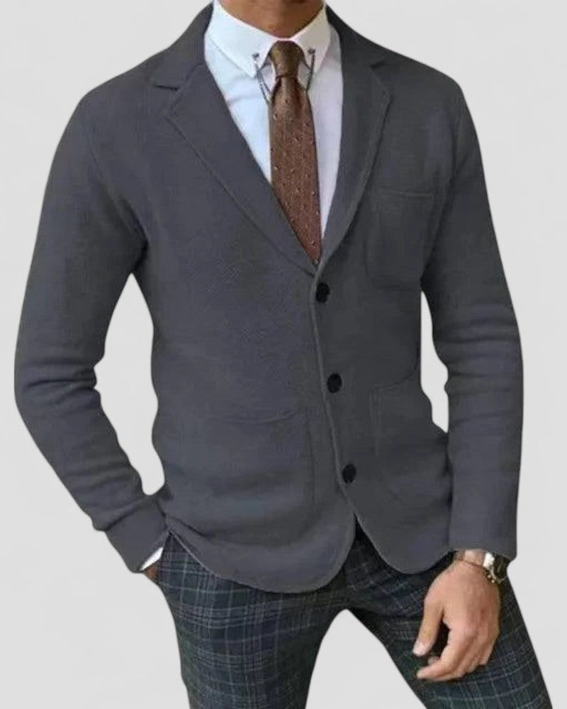 VogeLuxe | Men’s Tailored Lapel Knit Cardigan 1