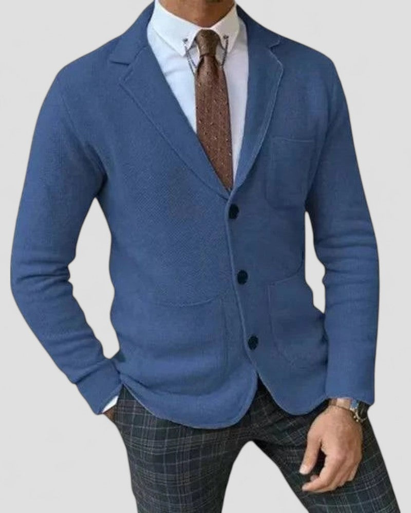 VogeLuxe | Men’s Tailored Lapel Knit Cardigan 2