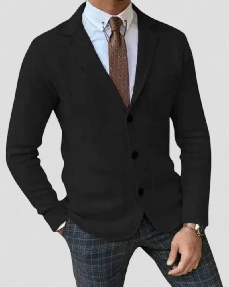VogeLuxe | Men’s Tailored Lapel Knit Cardigan 3