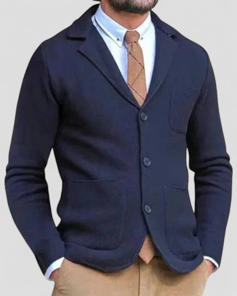 VogeLuxe | Men’s Tailored Lapel Knit Cardigan 4