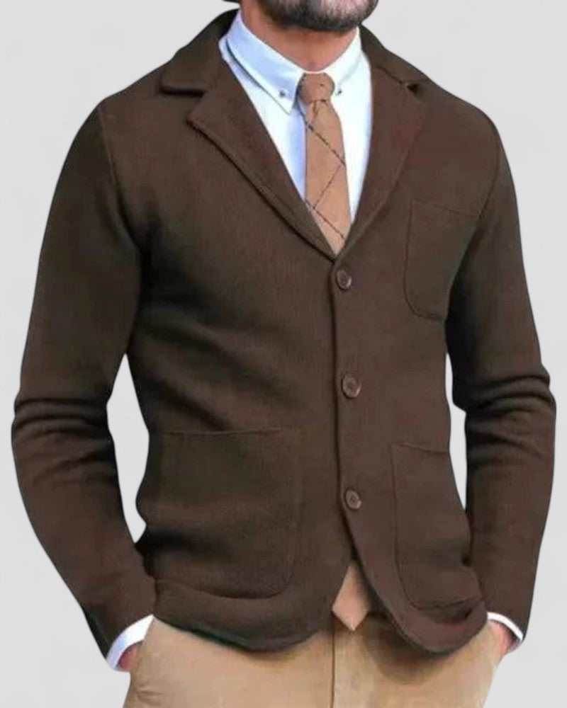 VogeLuxe | Men’s Tailored Lapel Knit Cardigan 5
