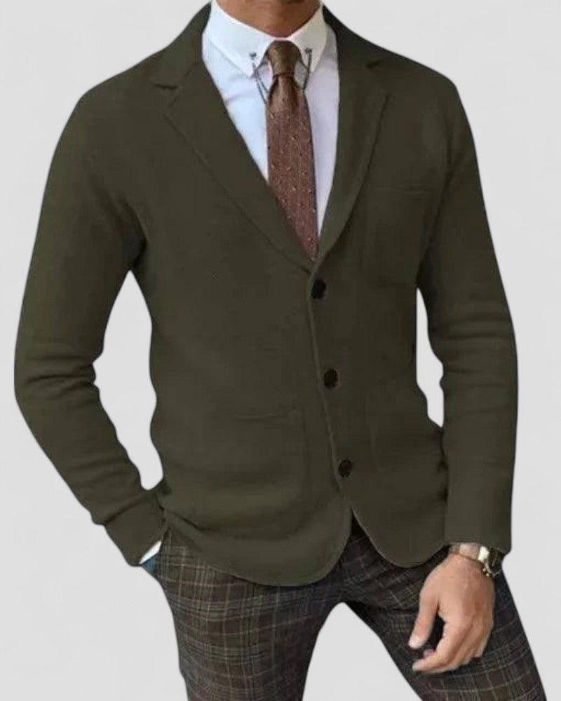 VogeLuxe | Men’s Tailored Lapel Knit Cardigan 6