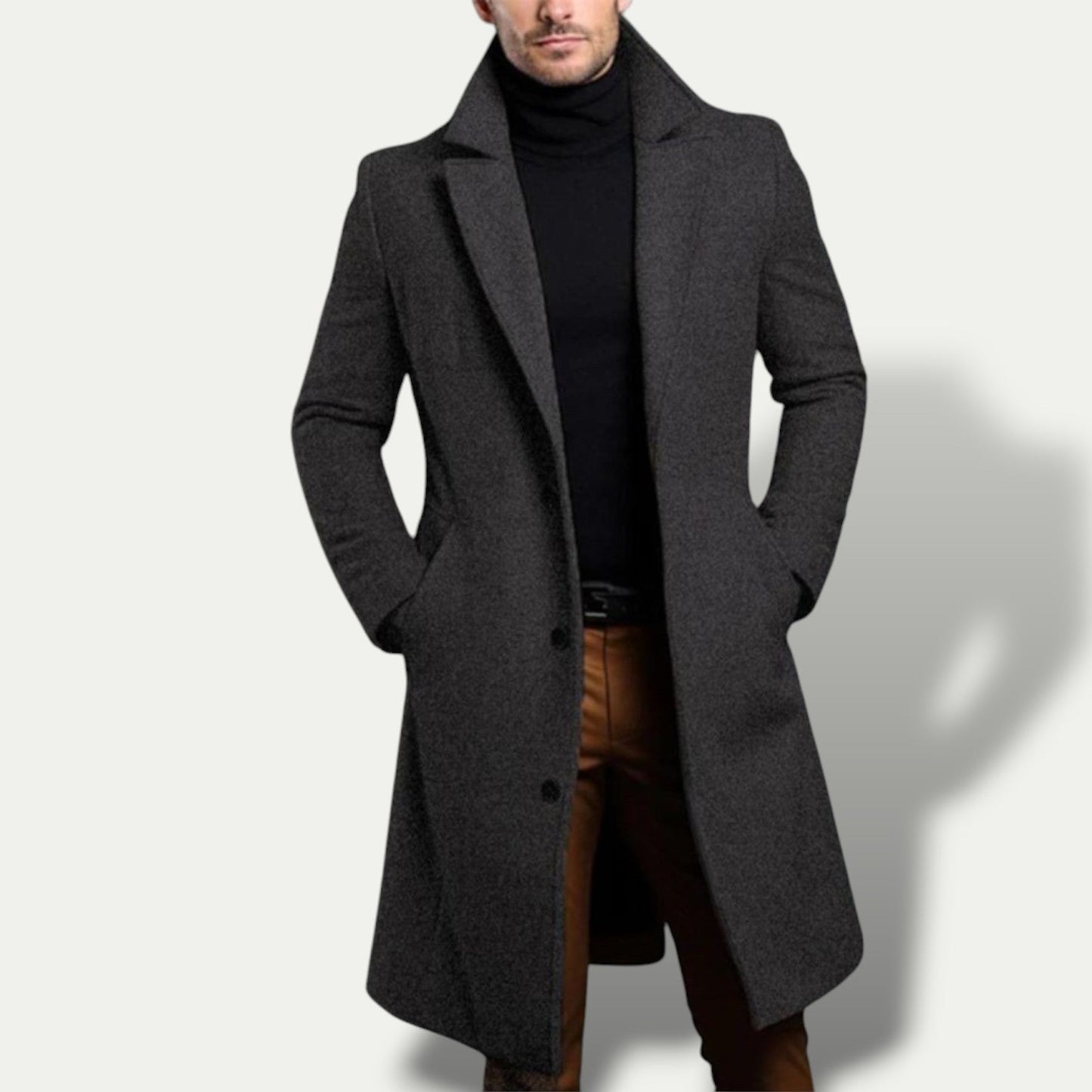 VogeLuxe | Men’s Tailored Long Single-Breasted Overcoat 1