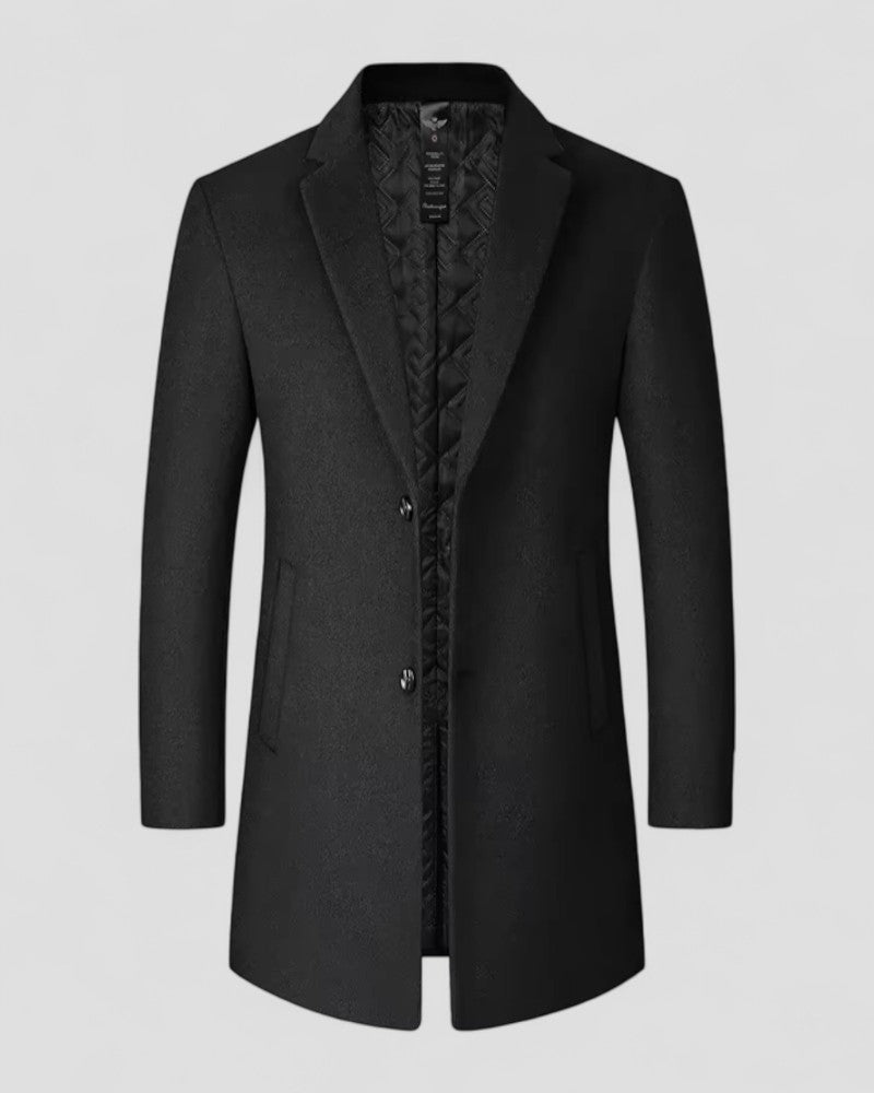 VogeLuxe | Men’s Tailored Quilted-Lining Two-Button Overcoat 0