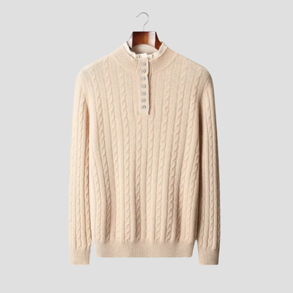 VogeLuxe | Men’s Textured Buttoned Crew Neck Sweater 1