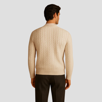 VogeLuxe | Men’s Textured Buttoned Crew Neck Sweater 3