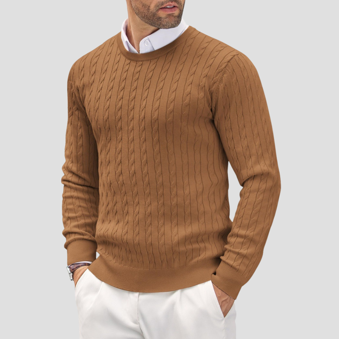 VogeLuxe | Men’s Textured Cable-Knit Pullover Sweater 0