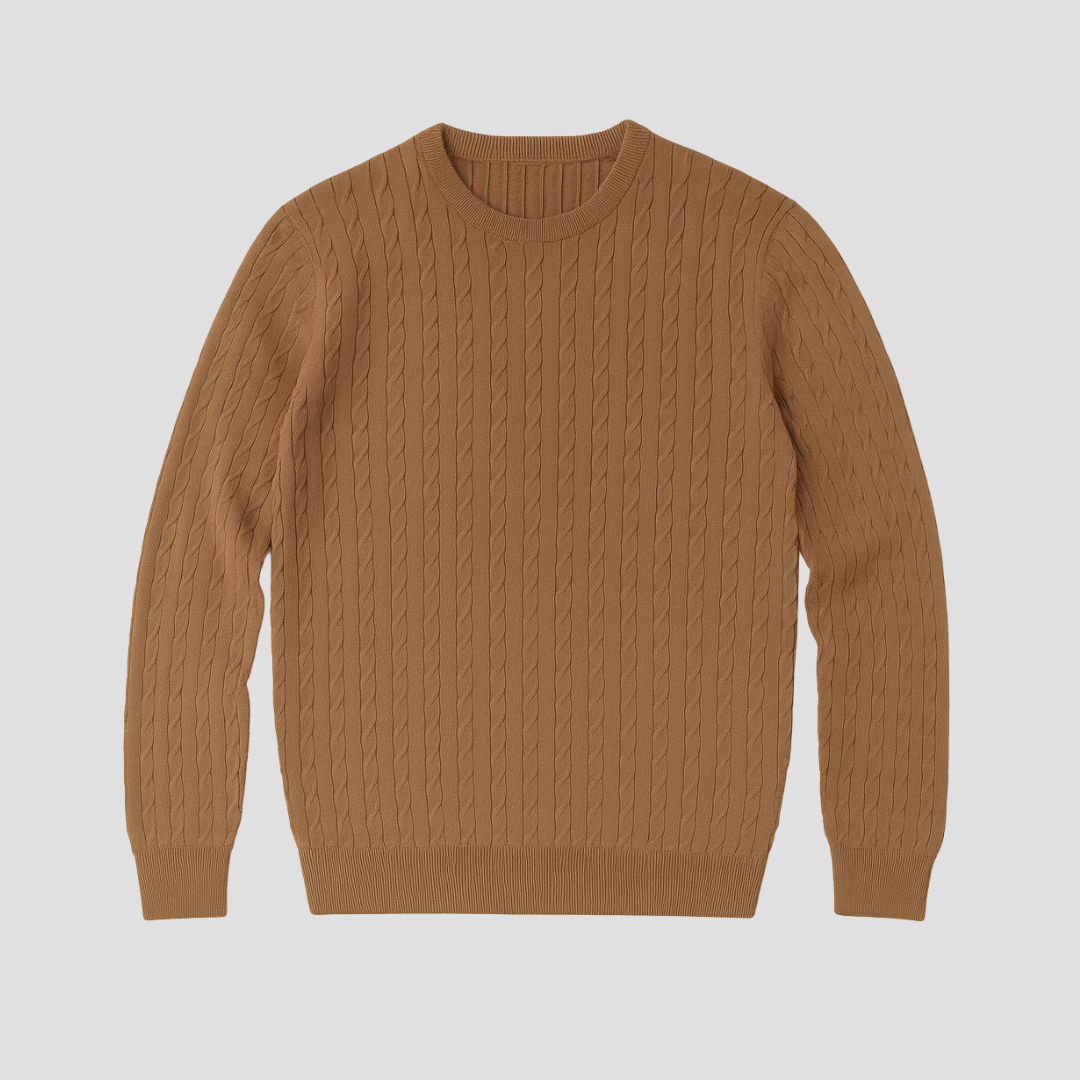VogeLuxe | Men’s Textured Cable-Knit Pullover Sweater 1
