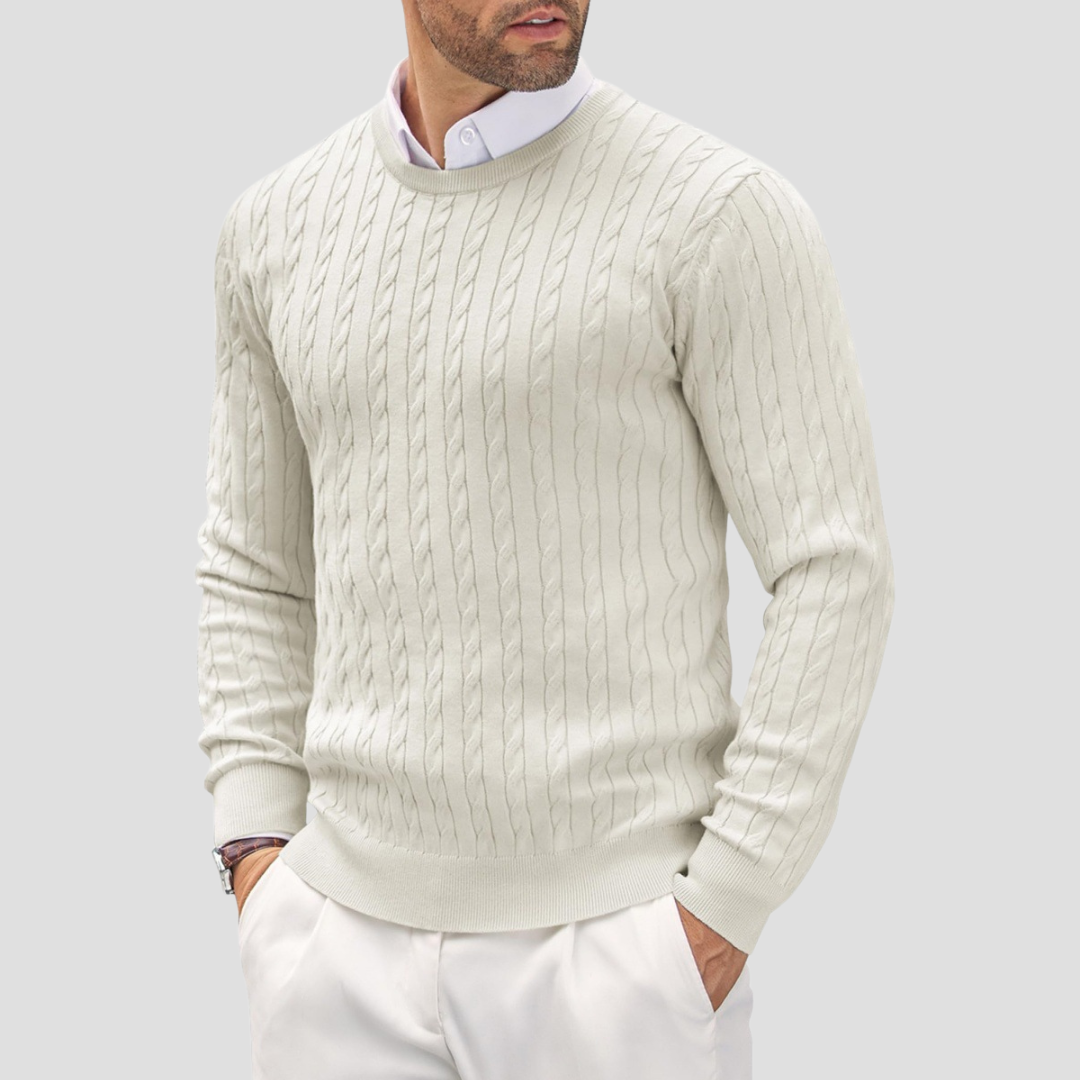 VogeLuxe | Men’s Textured Cable-Knit Pullover Sweater 2