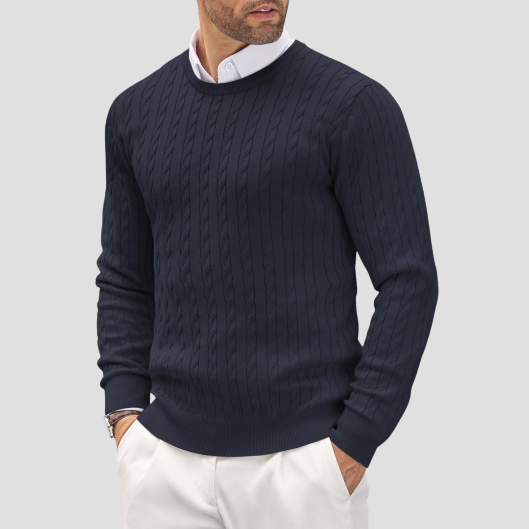VogeLuxe | Men’s Textured Cable-Knit Pullover Sweater 3
