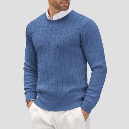 VogeLuxe | Men’s Textured Cable-Knit Pullover Sweater 4