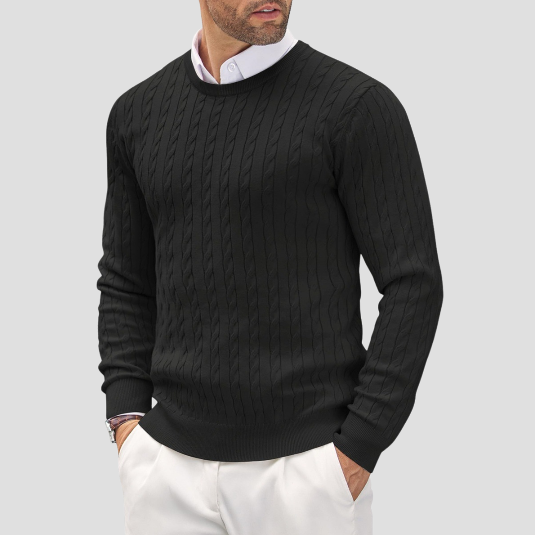 VogeLuxe | Men’s Textured Cable-Knit Pullover Sweater 5