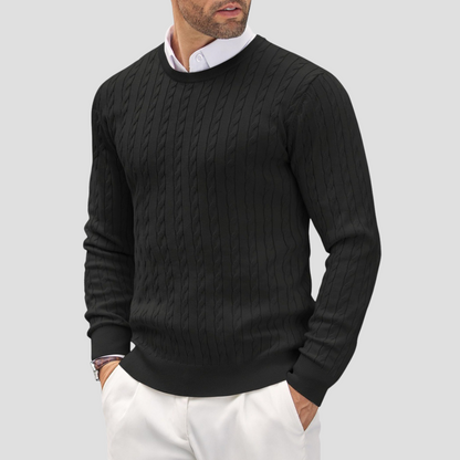 VogeLuxe | Men’s Textured Cable-Knit Pullover Sweater 5