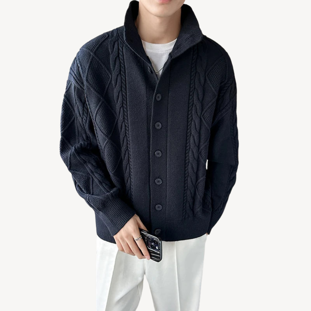 VogeLuxe | Men’s Textured Cable Knit Cardigan 0