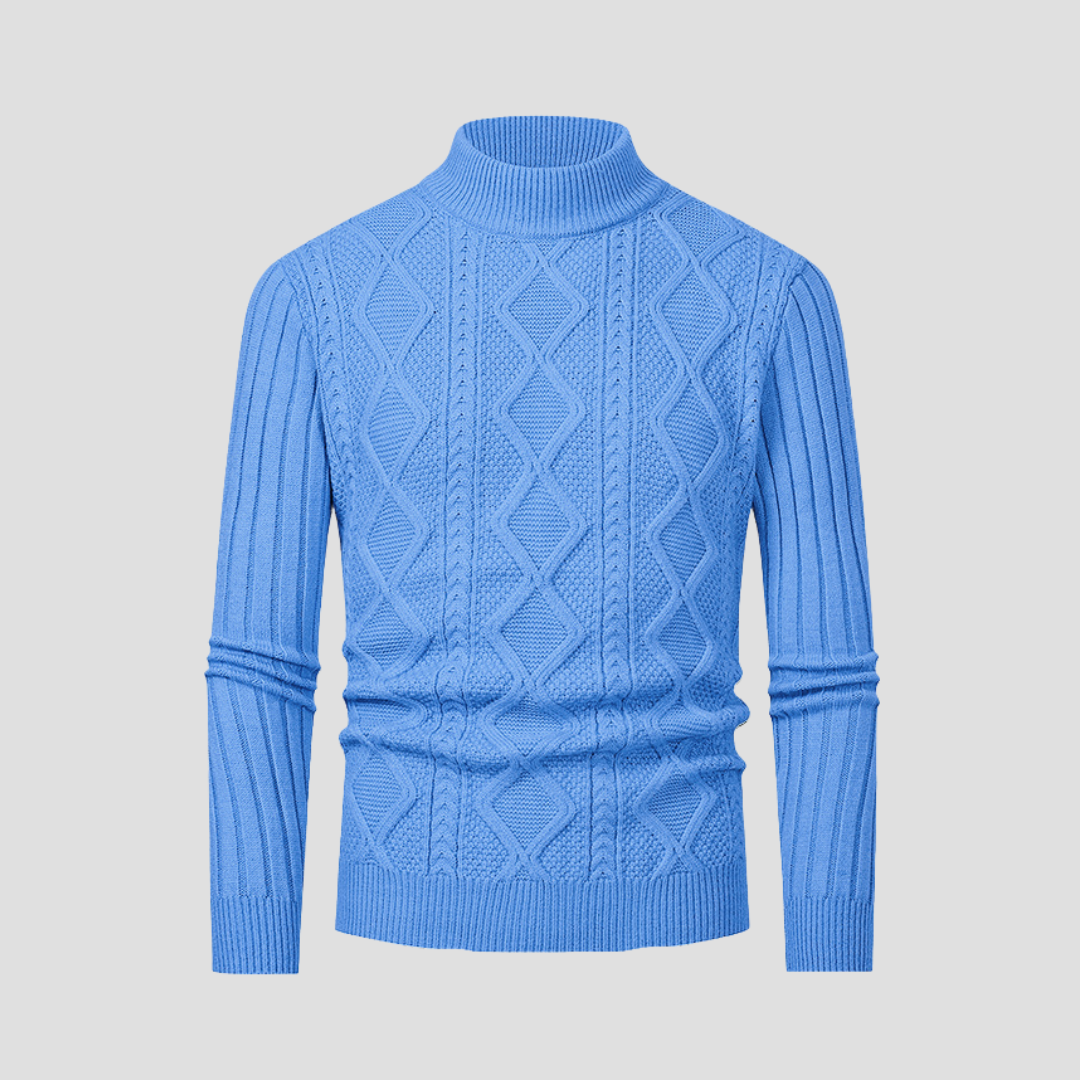 VogeLuxe | Men’s Textured Cable Knit Turtleneck Sweater 0