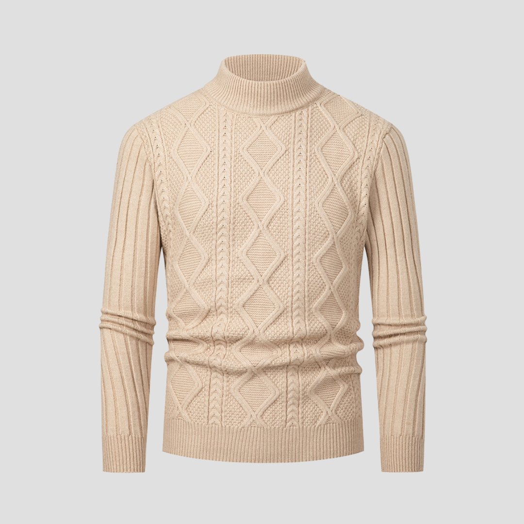 VogeLuxe | Men’s Textured Cable Knit Turtleneck Sweater 1