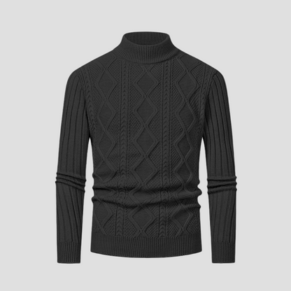 VogeLuxe | Men’s Textured Cable Knit Turtleneck Sweater 2