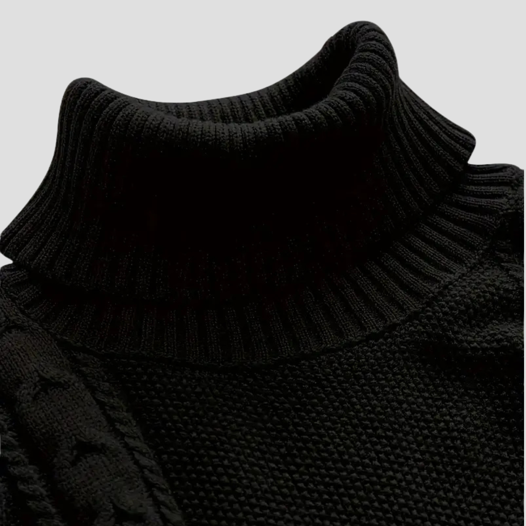 VogeLuxe | Men’s Textured Cable Knit Turtleneck Sweater 3