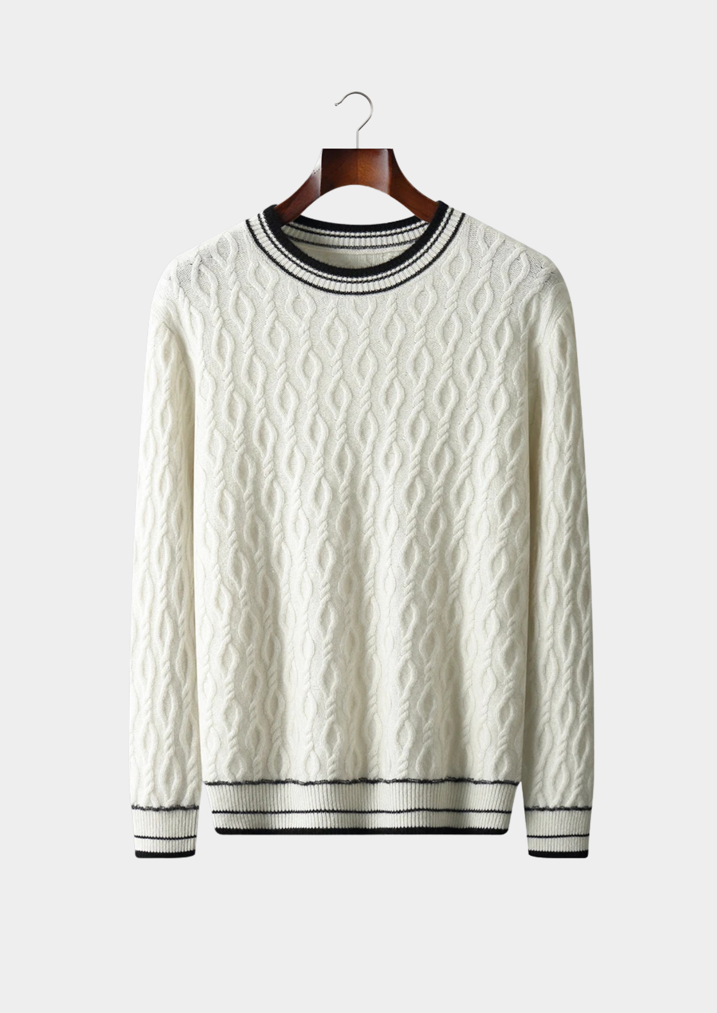 VogeLuxe | Men’s Textured Crewneck Pullover with Contrast Stripes 0