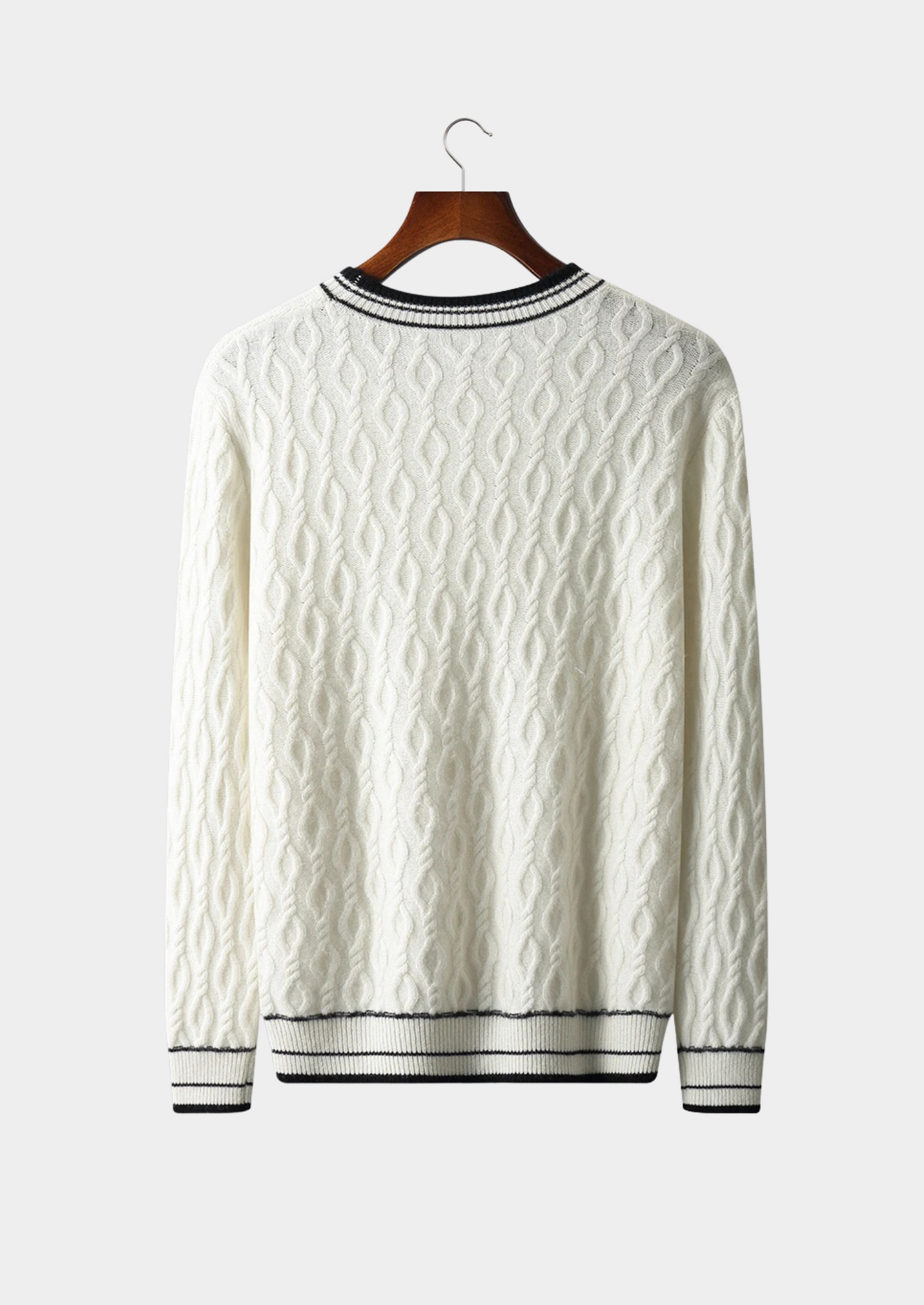 VogeLuxe | Men’s Textured Crewneck Pullover with Contrast Stripes 1
