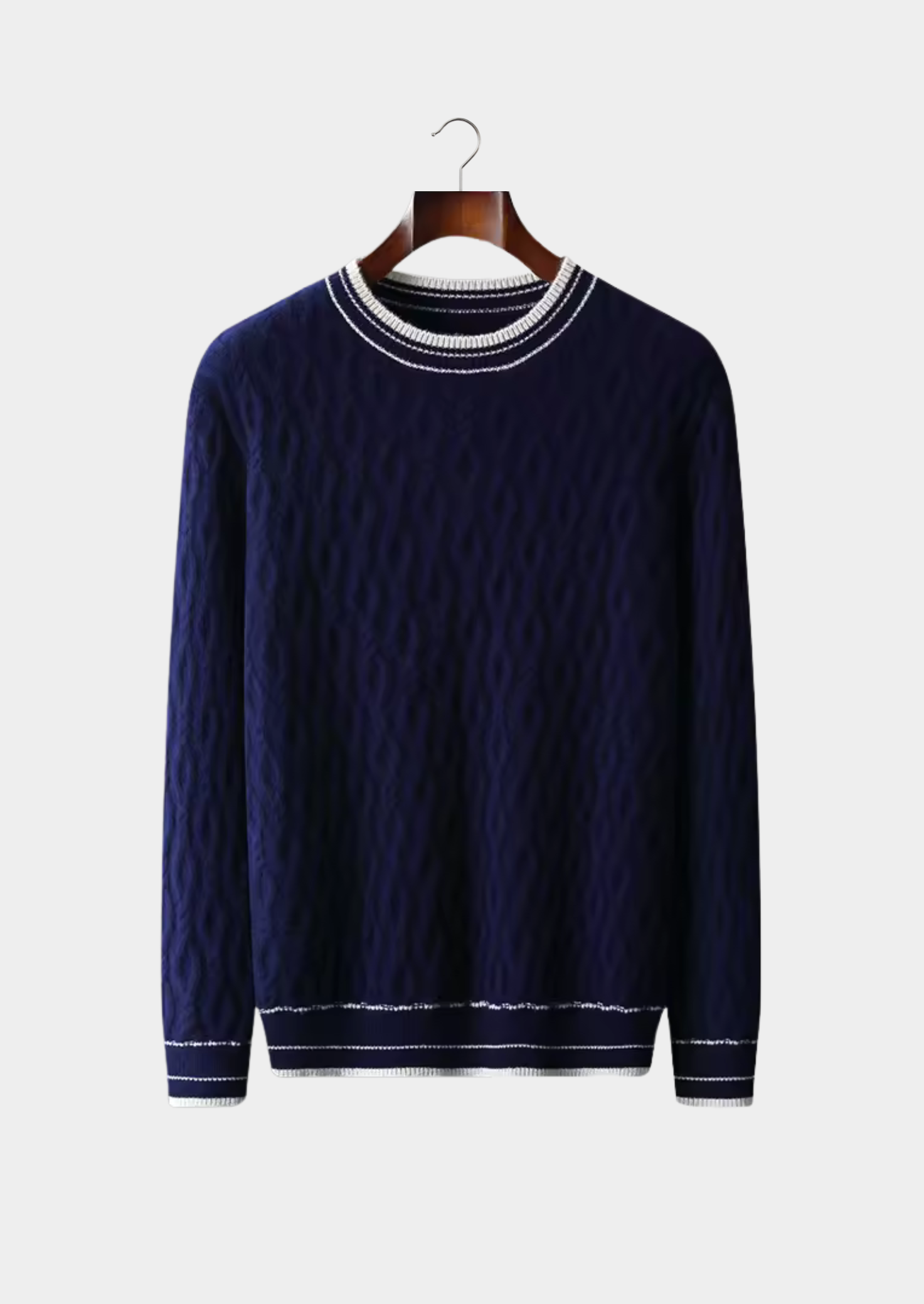 VogeLuxe | Men’s Textured Crewneck Pullover with Contrast Stripes 3