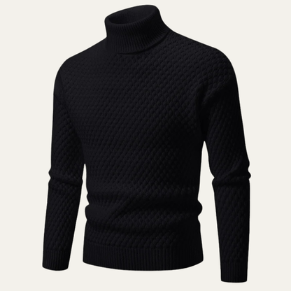 VogeLuxe | Men’s Textured Diamond Knit Turtleneck 4