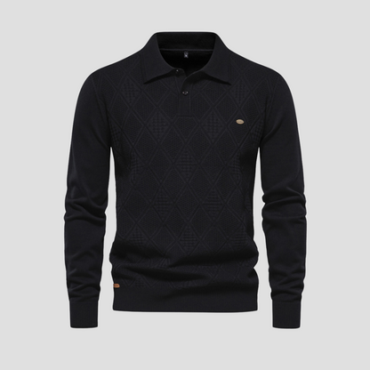 VogeLuxe | Men’s Textured Diamond Polo Sweater 1