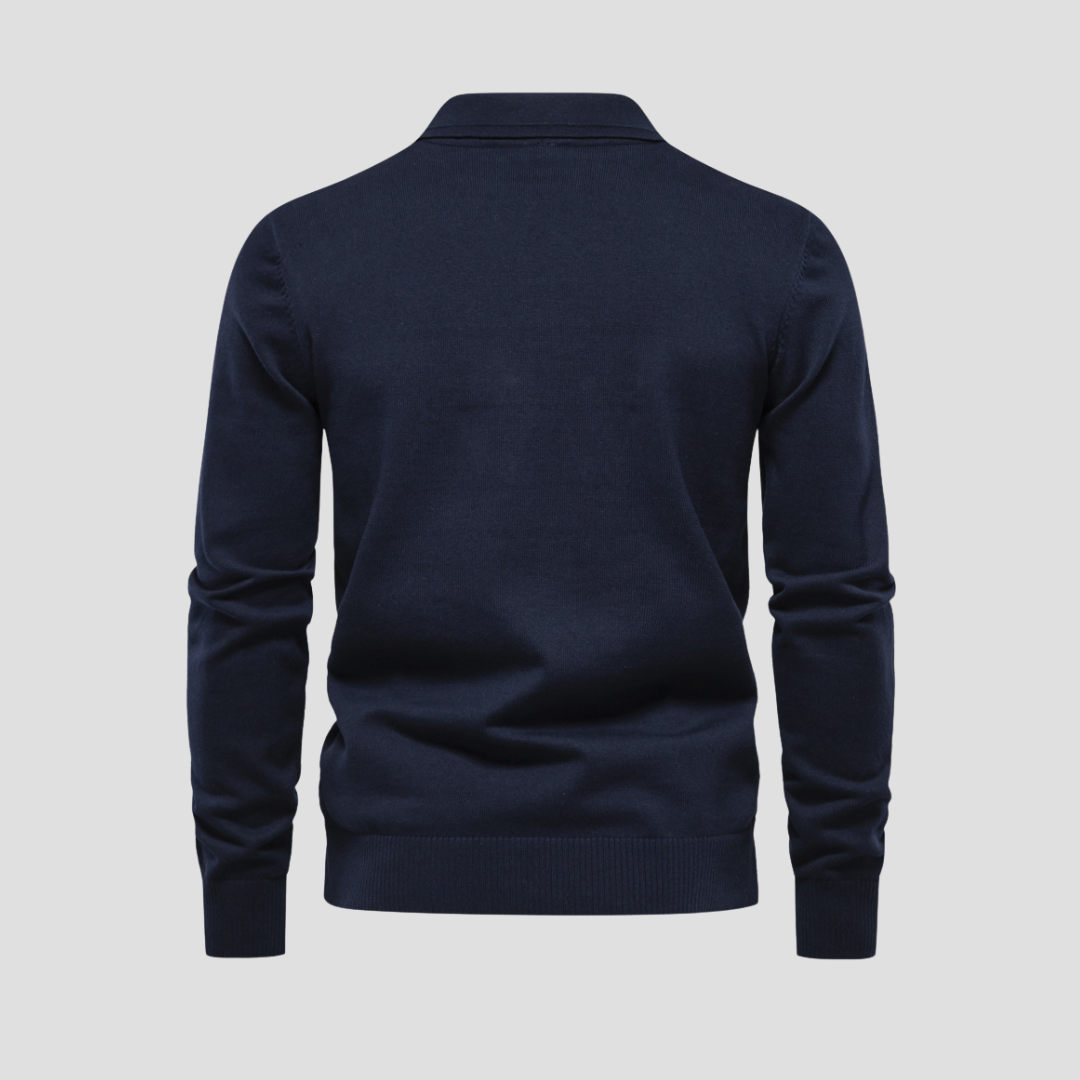 VogeLuxe | Men’s Textured Diamond Polo Sweater 2
