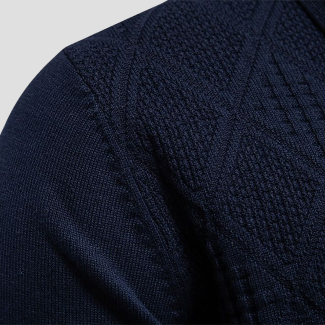 VogeLuxe | Men’s Textured Diamond Polo Sweater 3