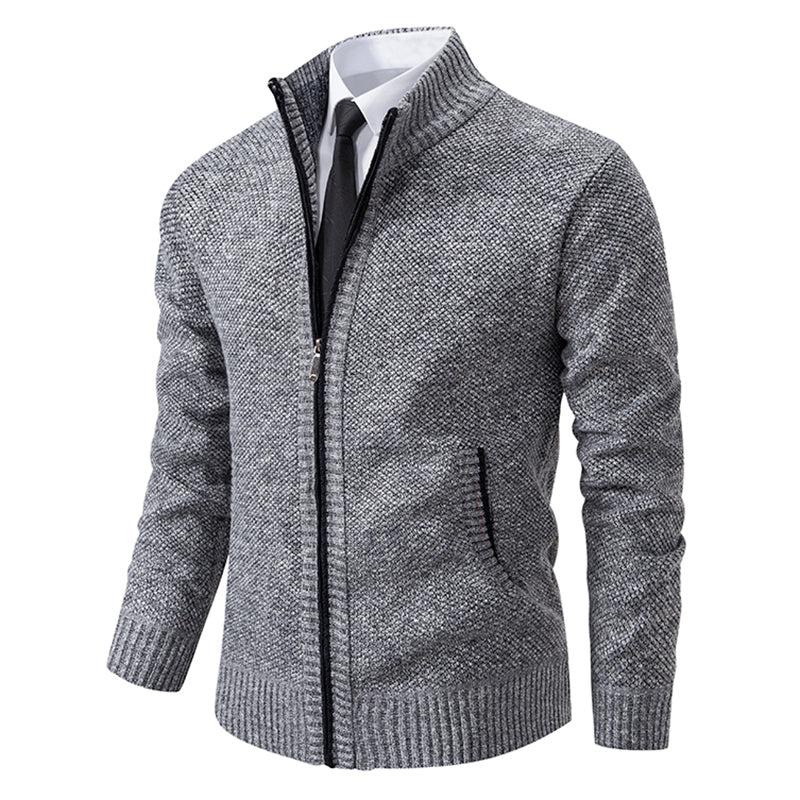 VogeLuxe | Men’s Textured Full-Zip Cardigan Sweater 1
