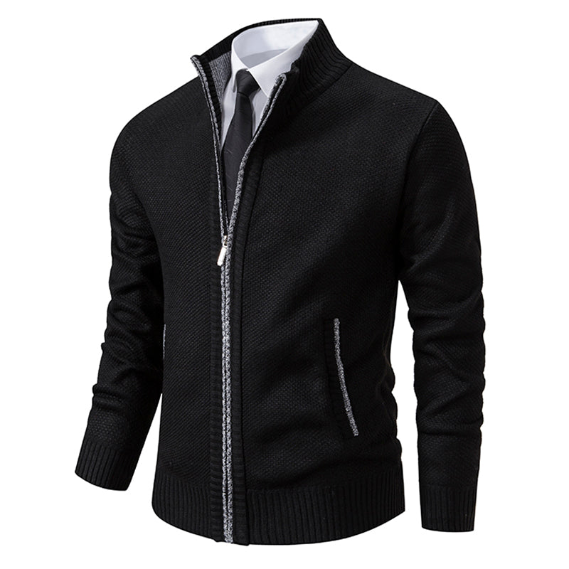 VogeLuxe | Men’s Textured Full-Zip Cardigan Sweater 3