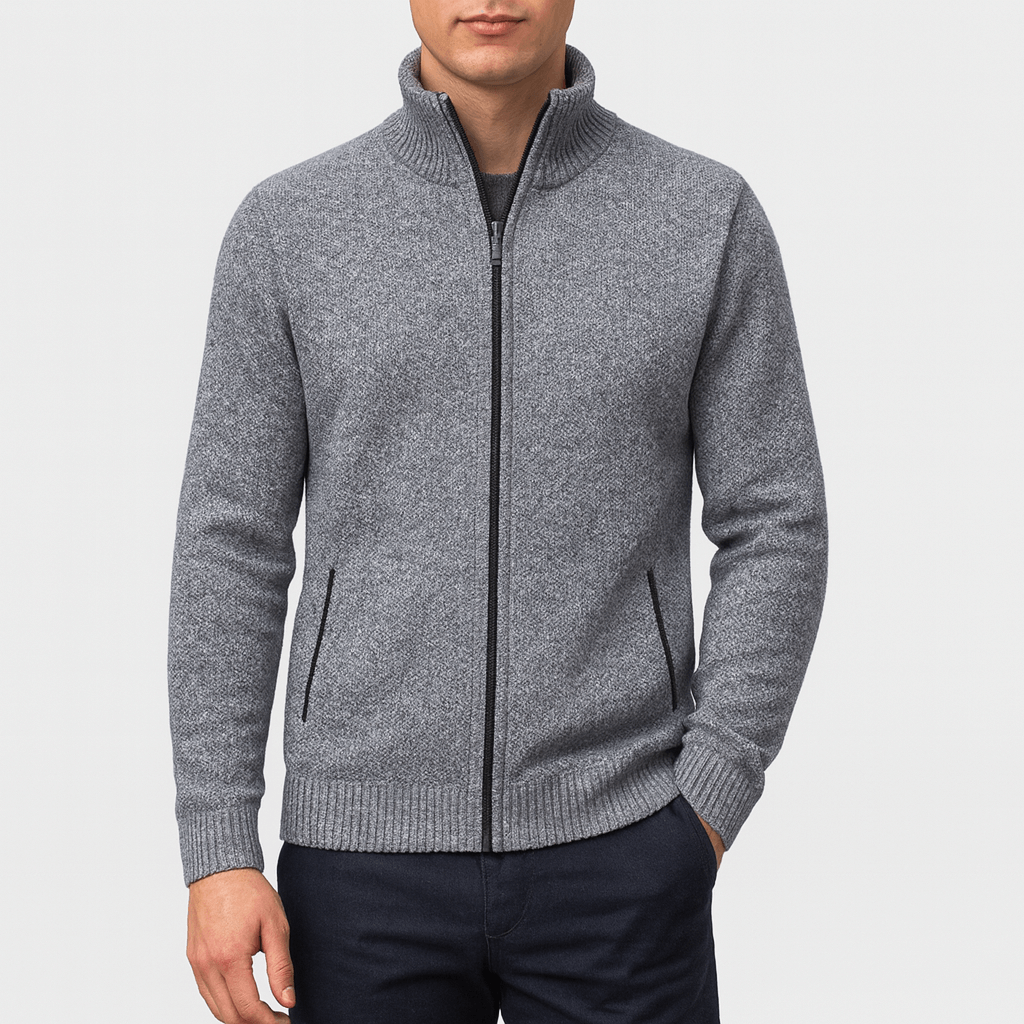 VogeLuxe | Men’s Textured Full-Zip Mock Neck Jacket 1