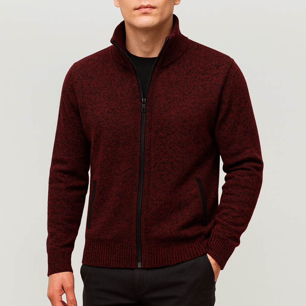 VogeLuxe | Men’s Textured Full-Zip Mock Neck Jacket 2