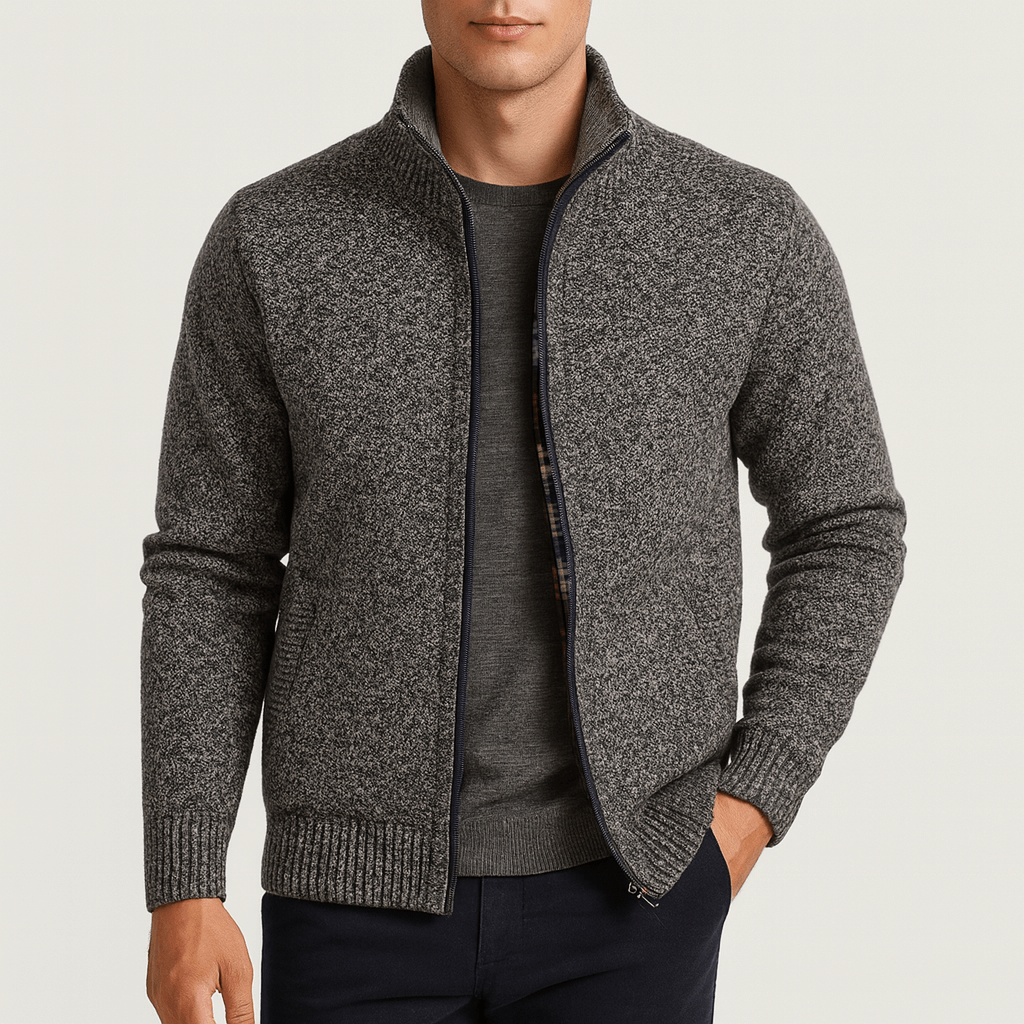 VogeLuxe | Men’s Textured Full-Zip Mock Neck Jacket 3