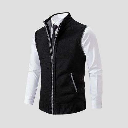 VogeLuxe | Men’s Textured Full-Zip Sweater Vest 0
