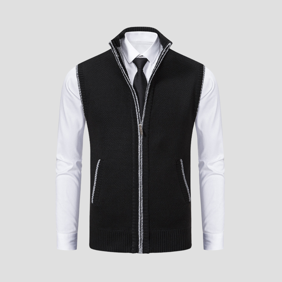 VogeLuxe | Men’s Textured Full-Zip Sweater Vest 1