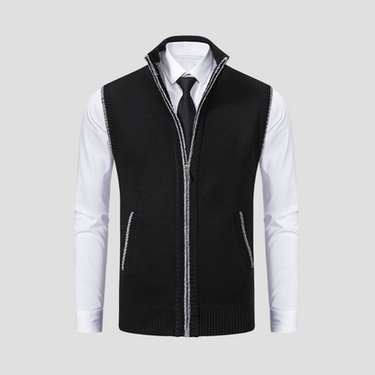 VogeLuxe | Men’s Textured Full-Zip Sweater Vest 1