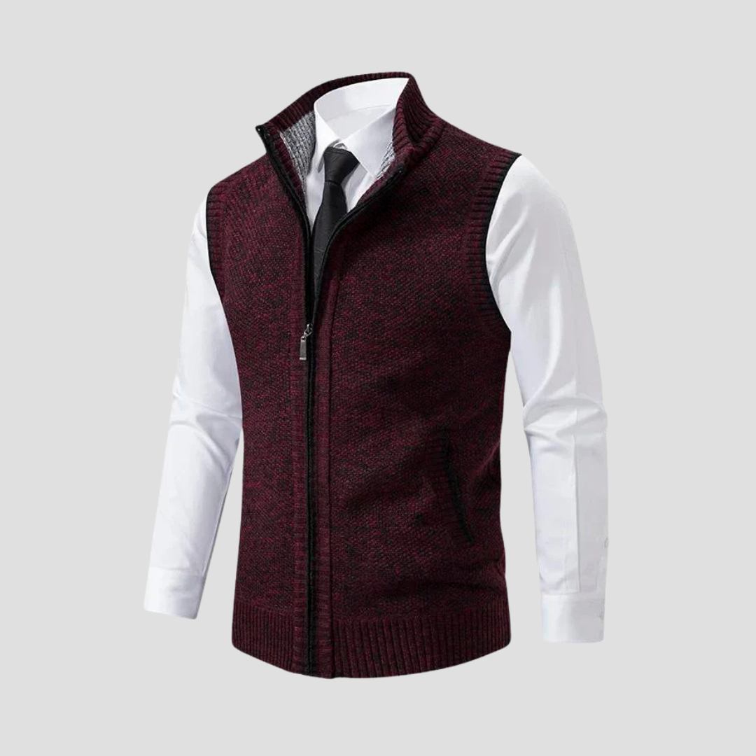 VogeLuxe | Men’s Textured Full-Zip Sweater Vest 2