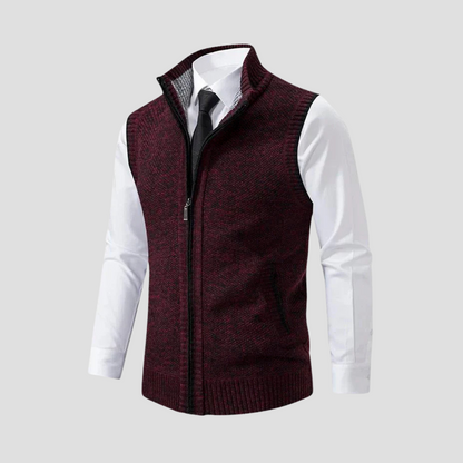VogeLuxe | Men’s Textured Full-Zip Sweater Vest 2