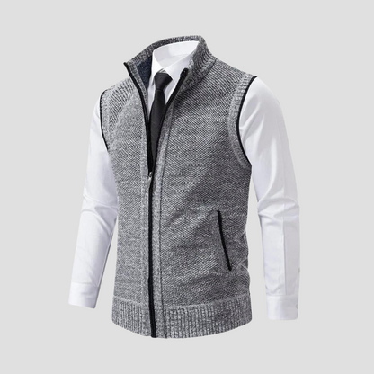 VogeLuxe | Men’s Textured Full-Zip Sweater Vest 3