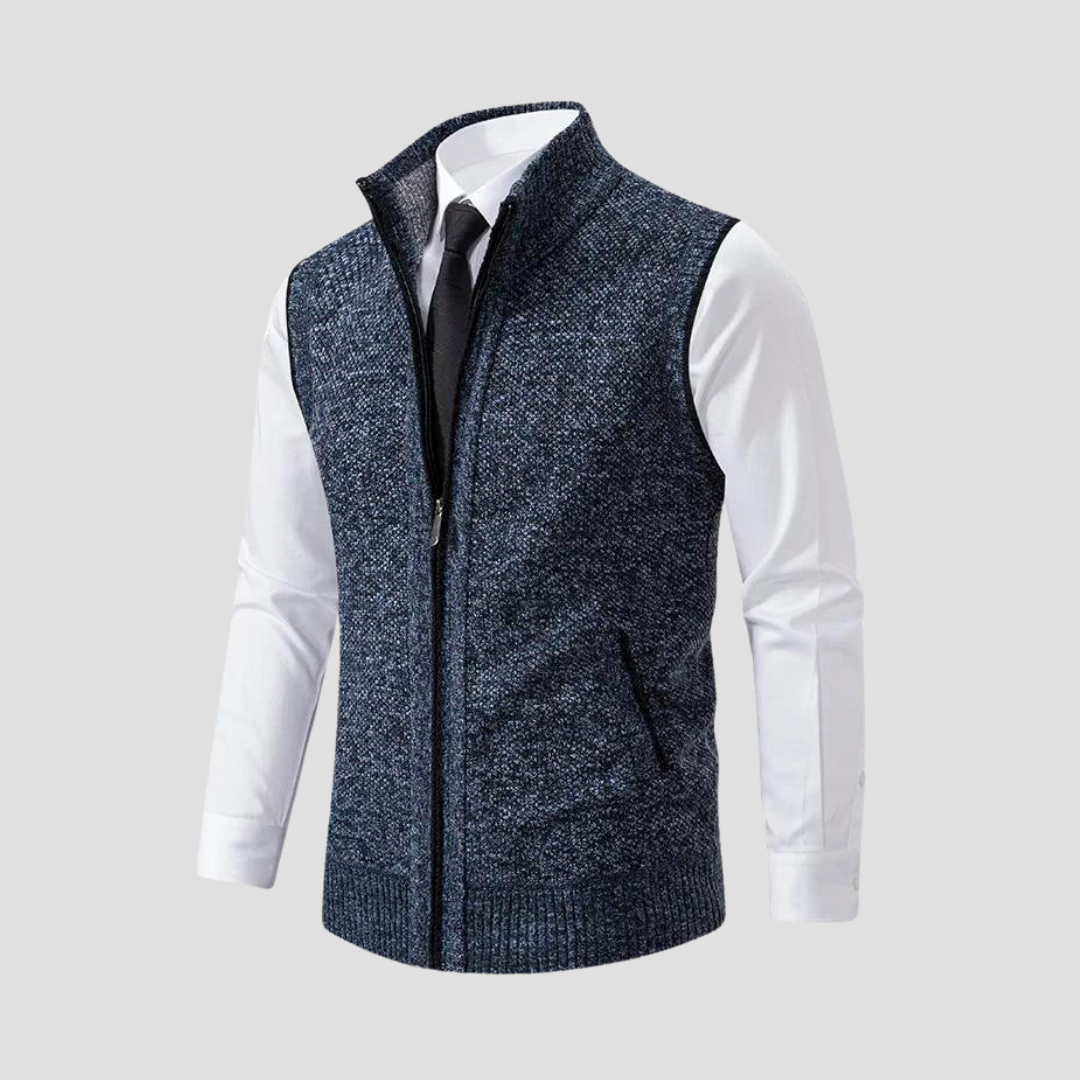 VogeLuxe | Men’s Textured Full-Zip Sweater Vest 4