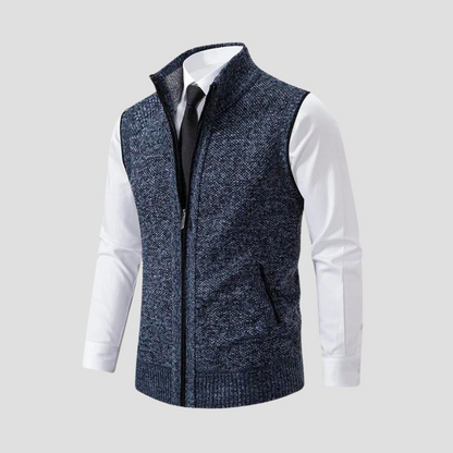 VogeLuxe | Men’s Textured Full-Zip Sweater Vest 4