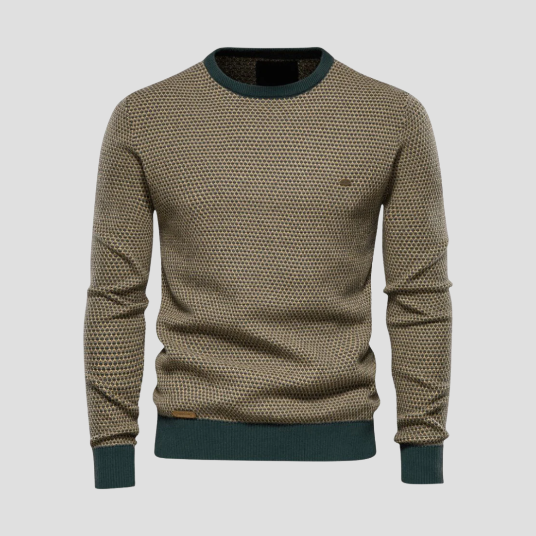 VogeLuxe | Men’s Textured Knit Crew Sweater 1