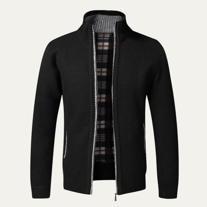 VogeLuxe | Men’s Textured Knit Full-Zip Cardigan Sweater 0